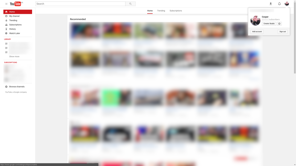 Screenshot of logging into youtube and opening Creator Studio